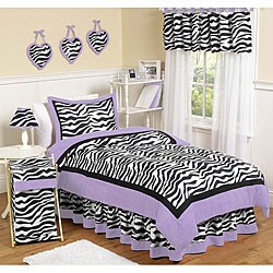 Purple Funky Zebra 4-piece Twin-size Bedding Set 