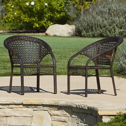 Wicker Fan Back Indoor/ Outdoor Club Chairs (Set of 2)