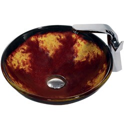 VIGO Auburn/Mocha Fusion Glass Vessel Sink and Faucet Set in Chrome
