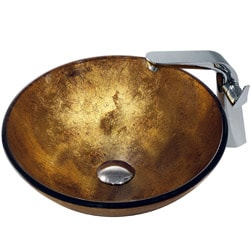 VIGO Liquid Gold Glass Vessel Sink and Faucet Set in Chrome