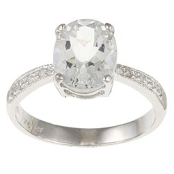 14k White Gold White Topaz and Diamond Accent Ring
