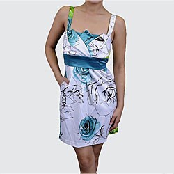 Wishes Women's Junior's Floral Sleeveless Banded Waist Dress