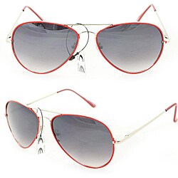 SWG Women's 385B Silver, Red and Purple/Black Lens Aviator Sunglasses