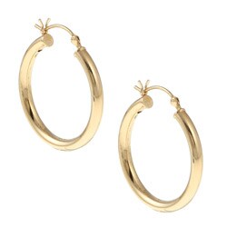 Caribe Gold 14k Gold over Sterling Silver 3-mm Hoop Earrings