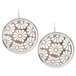 Sterling Essentials Two-tone 14k Rose Gold over Silver Daisy Lace Earrings