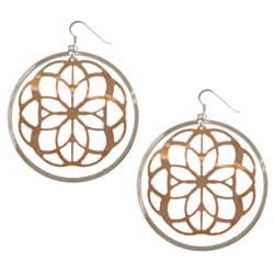 Sterling Essentials 14k Rose Gold over Sterling Silver Lotus Lace Earrings