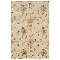 Hand-knotted Divchi Beige Wool and Art Silk Rug (5'6 x 8'6)