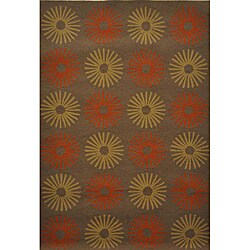 Hand-hooked Elisei Brown Abstract Rug (5' x 7'6)