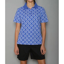 Kim Rogers Women's Blue Flower Pique Golf Polo