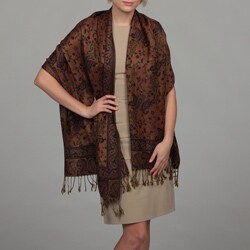 Reversible Eggplant Paisley Viscose Shawl