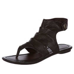 MIA Girl 'Mila' Women's Black Leather Gladiator Sandals - Overstock ...