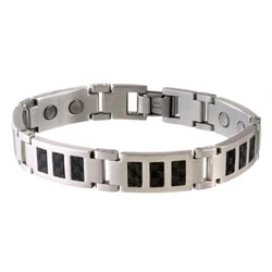 Sabona Black Carbon Fiber Stainless Medium Magnetic Bracelet