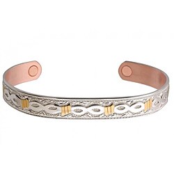 Sabona Silvertone with 18k Gold-plated Barb Magnetic Bracelet