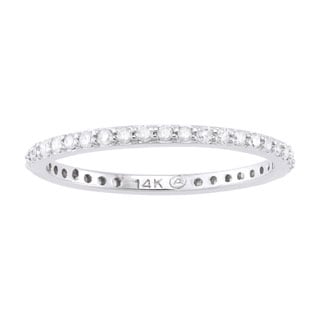 Beverly Hills Charm 14k White Gold 1/3ct TDW Round-Cut Diamond Eternity Stackable Wedding Band (H-I, I2-I3)