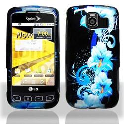 Premium LG Optimus S Blue Flower Protector Case