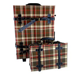 La Vida Vintage 2-piece Brown Plaid Carry-On Luggage Set