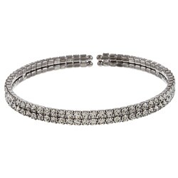Celeste Gunmetal Brass Crystal 2-row Cuff Bracelet