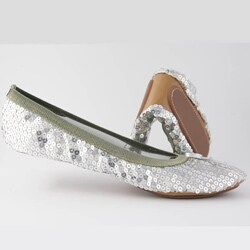 Fit In Clouds Silver Sequin Fold-able Flats