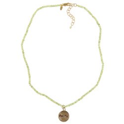 Zoe B 14k Gold over Silver Peridot 'Faith' Charm Necklace