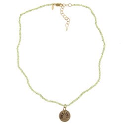 Zoe B 14k Gold over Silver Peridot 'Believe' Charm Necklace