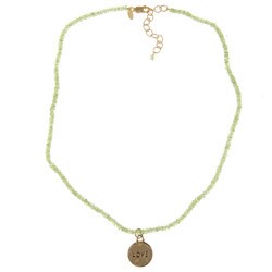 Zoe B 14k Gold over Silver Peridot 'Love' Charm Necklace