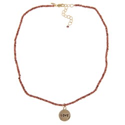 14k Gold over Sterling Silver 'Love' Garnet Necklace 