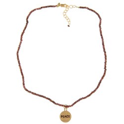 14k Gold over Sterling Silver 'Peace' Garnet Necklace 