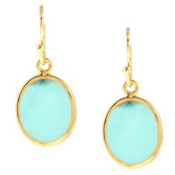 Zoe B 14k Gold over Sterling Silver Seafoam Chalcedony Earrings