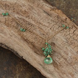 Rafia 14k Goldfill Green Topaz and Emerald Necklace