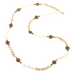 Goldtone Tiger's Eye Hearts and Mother of Pearl Necklace