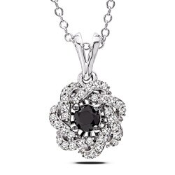 Sterling Silver 1/2ct TDW Black and White Diamond Necklace (G-H, I3)