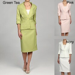 Larry Levine Women's Herringbone Skirt Suit