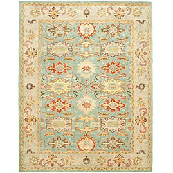 Handmade Treasures Light Blue/ Ivory Wool Rug (7'6 x 9'6)