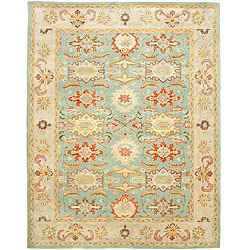 Handmade Heritage Treasures Light Blue/ Ivory Wool Rug (8'3 x 11')