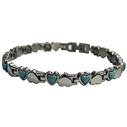 Magnetic Small Hearts Silver and Turquoise Bracelet