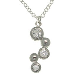 Silvertone Clear Crystal Bubble Cubic Zirconia Necklace