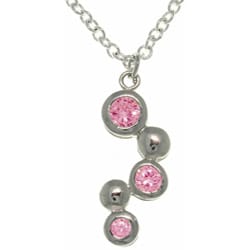 Silvertone Pink Crystal Bubble Cubic Zirconia Necklace