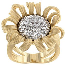 Kate Bissett Two-tone Clear Cubic Zirconia Flower Ring
