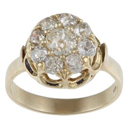 14k Yellow Gold 1 1/10ct TDW Old Mine-cut Diamond Cluster Ring (K-L, SI1-SI2)
