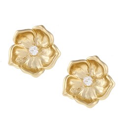 Kate Bissett Goldtone White Cubic Zirconia Floral Earrings