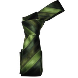 Dmitry Men's Silk Green Striped Skinny Tie