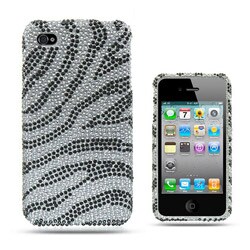 Premium Apple iPhone 4 Silver Zebra Rhinestone Case 