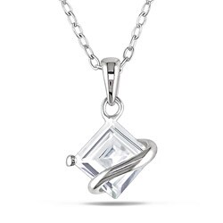 Sterling Silver Created White Sapphire Necklace