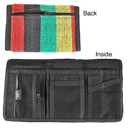 Cotton Rasta Stripe Peace Sign Tri-fold Wallet (Nepal)