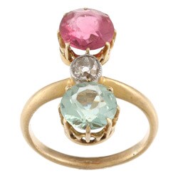 18k Yellow Gold Tourmaline and 1/4ct TDW Diamond Estate Ring (K-L, SI2)
