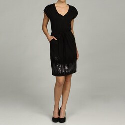 Jessica Simpson Women's Sequins Hem Zipper Sleeve Dress