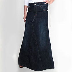 Tabeez Women's Red Stitch Sandblast Denim Skirt