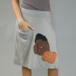 AtoZ Women's Cotton Applique Panel Skirt