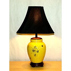 Distressed Yellow Porcelain Table Lamp