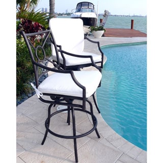 Comfort Care Cast Aluminum with Armrest Outdoor Swivel Barstools (Set of 2)